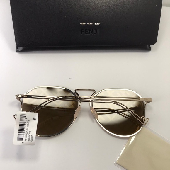 New - Fendi FF M0071/S Fendi Grid Pilot Sunglasses - Brown Gold Sunglasses - Picture 7 of 11